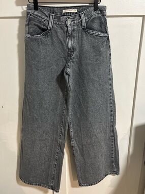High-Rise Wide-Leg Jeans in Washed Gray - Women's